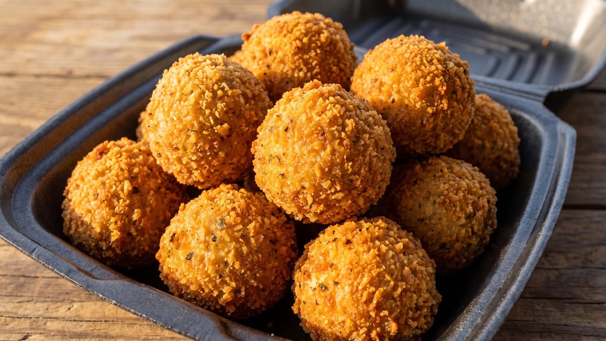 Boudin balls, sausage, and egg rolls